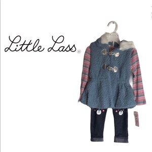 NWT Baby Girl Little Lass Vest, Top & Leggings Set